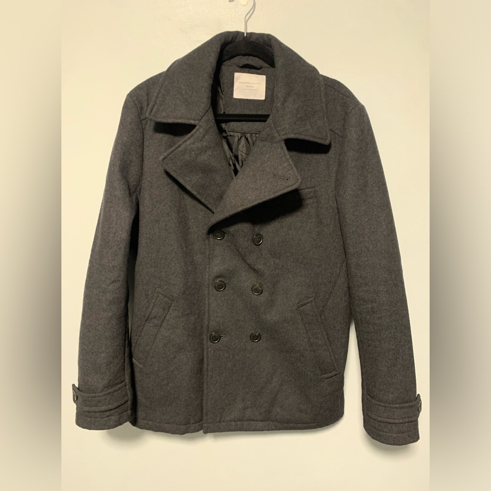 Selected Homme Double Breasted Wool Peacoat